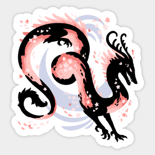 Cherry Blossom Dragon Drawing Sticker